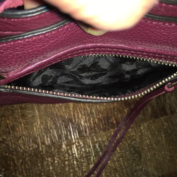 Rebecca Minkoff Fringe Regan Satchel Tote Port Red Leather Purse Handbag Maroon - Picture 12 of 14